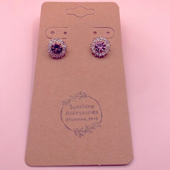 5 for $25 PINK RHINESTONE TINY STUDS - Picture 1 of 4